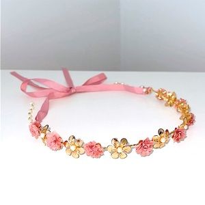 Rose Flower Pearl Gold Headband